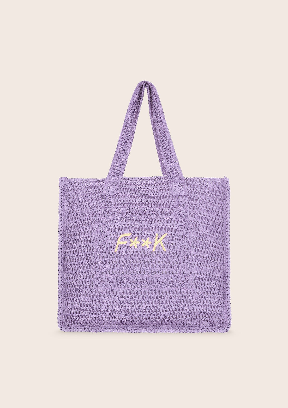 Lilac straw F**K summer tote bag
