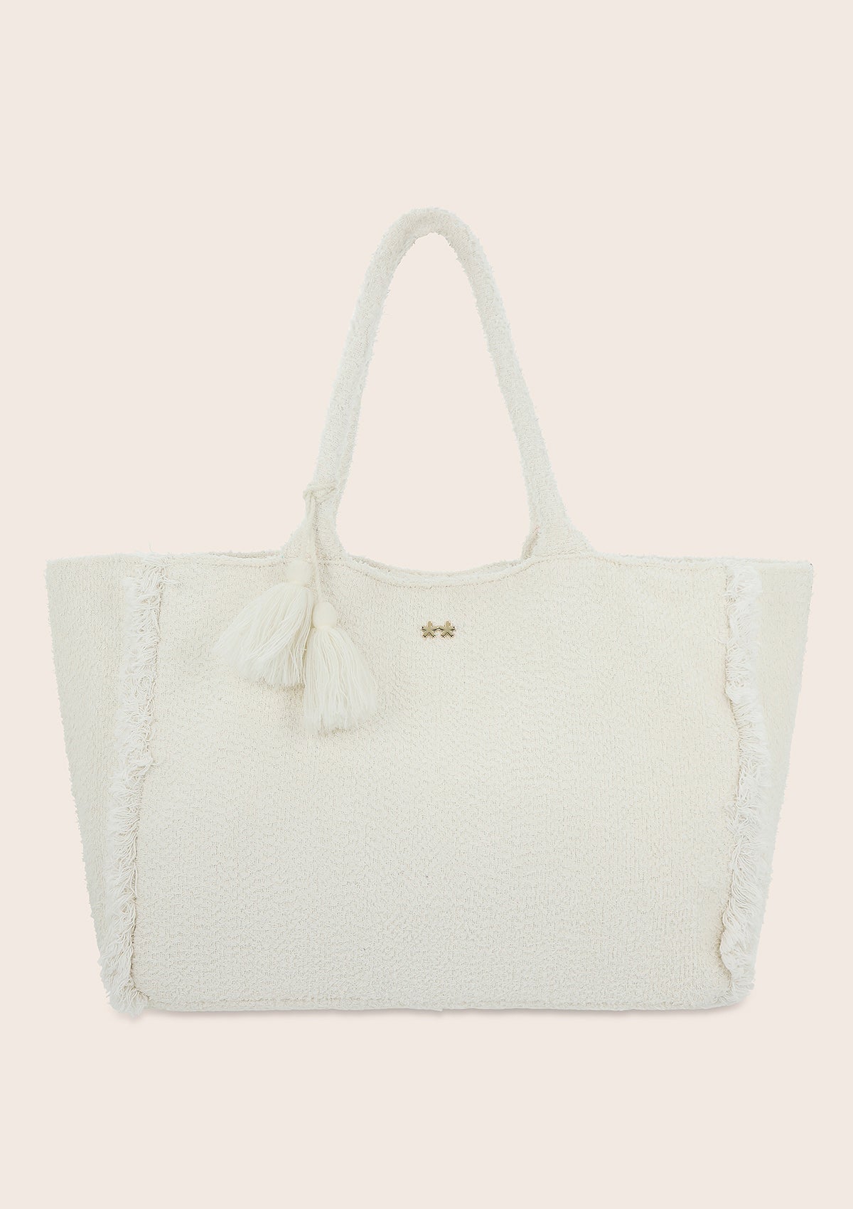 White cotton F**K beach bag