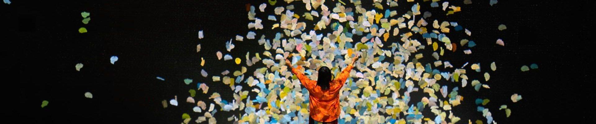 Colourful projected artwork in the Colour In Motion gallery at Frameless