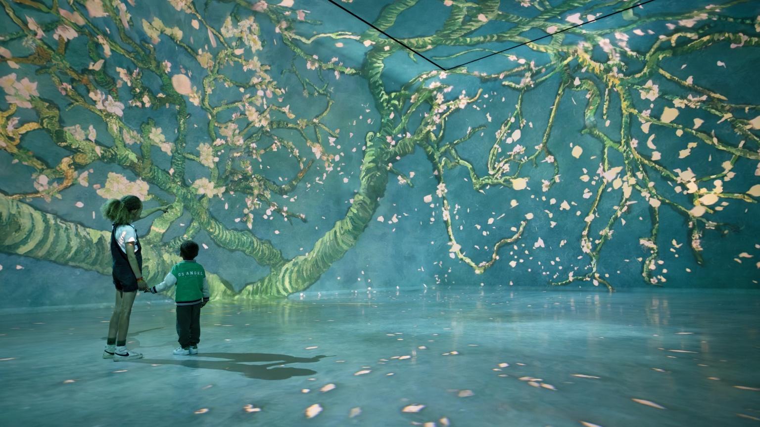 Van Gogh Almond Blossom projection in a Frameless gallery
