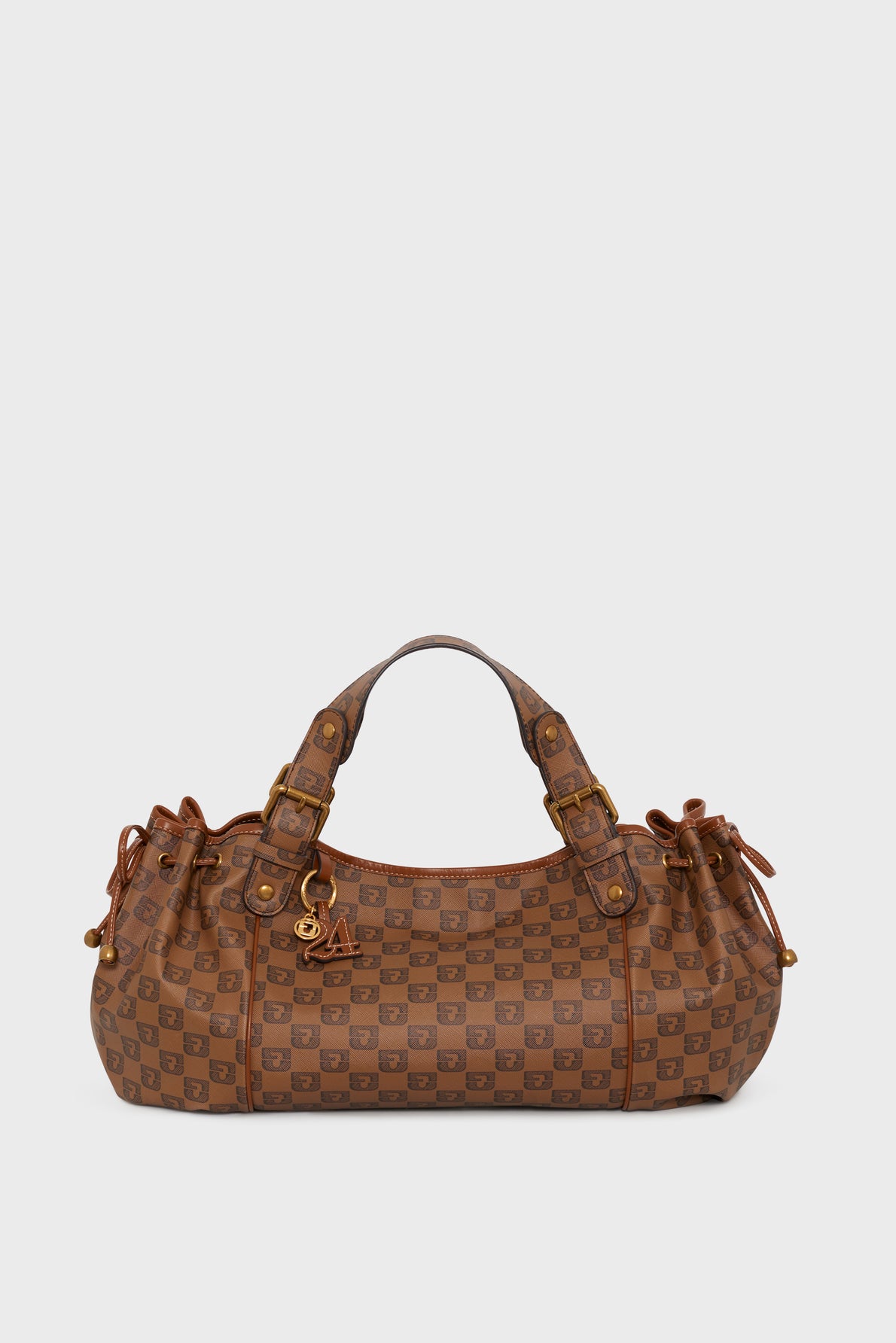 Sac 24H Gerard Darel en toile enduite monogrammée et cuir camel