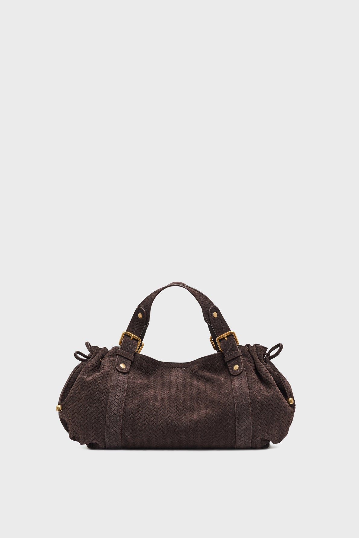 Sac 24H Gerard Darel en cuir velours brun à effet tressé