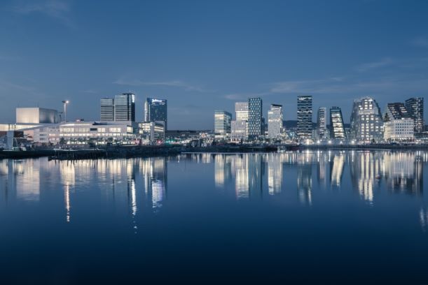 Skyline van Oslo in Noorwegen