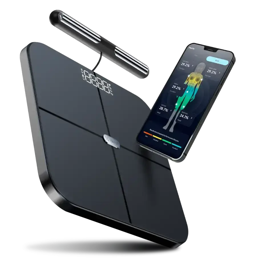 Hume body pod with handheld sensor and body composition app