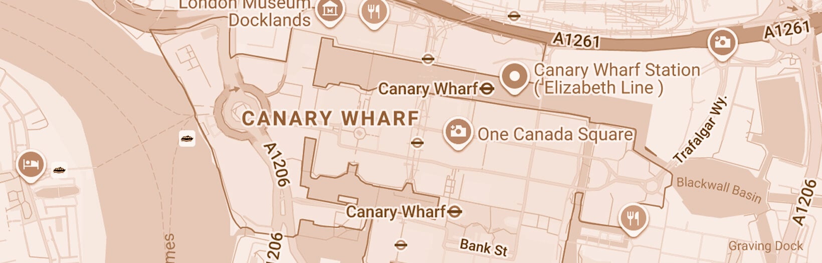 Canary Wharf map showing the theatre area