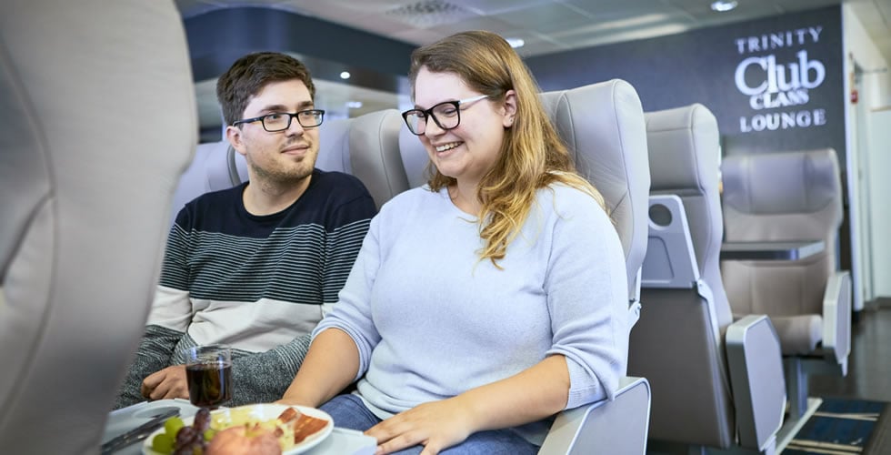 Passengers relaxing in Dublin Swift Club Class