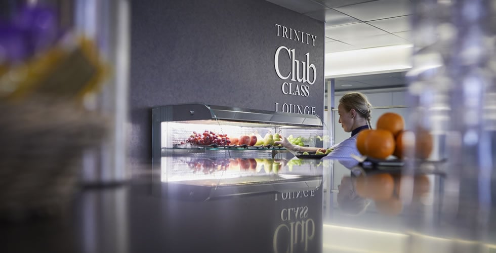 Club Class lounge food area aboard Dublin Swift