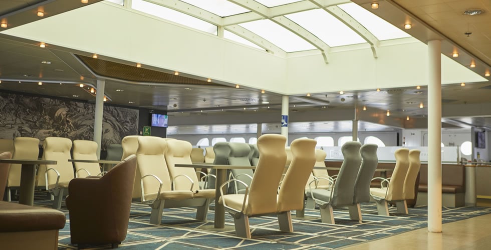 Boylans seating area aboard Irish Ferries Dublin Swift