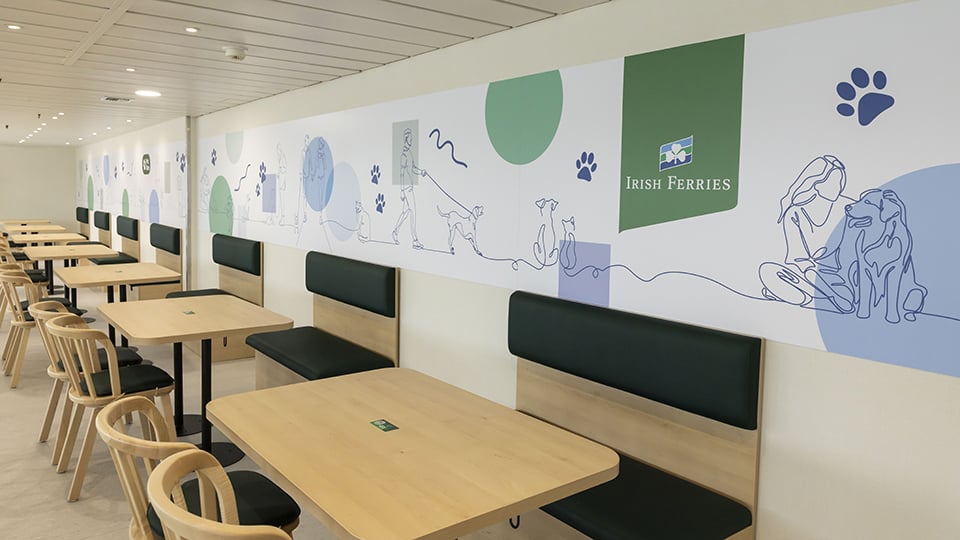 Pet Den area aboard Irish Ferries Isle of Innisfree
