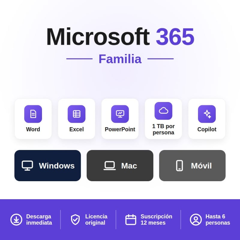 Microsoft 365 Familia para PC o Mac