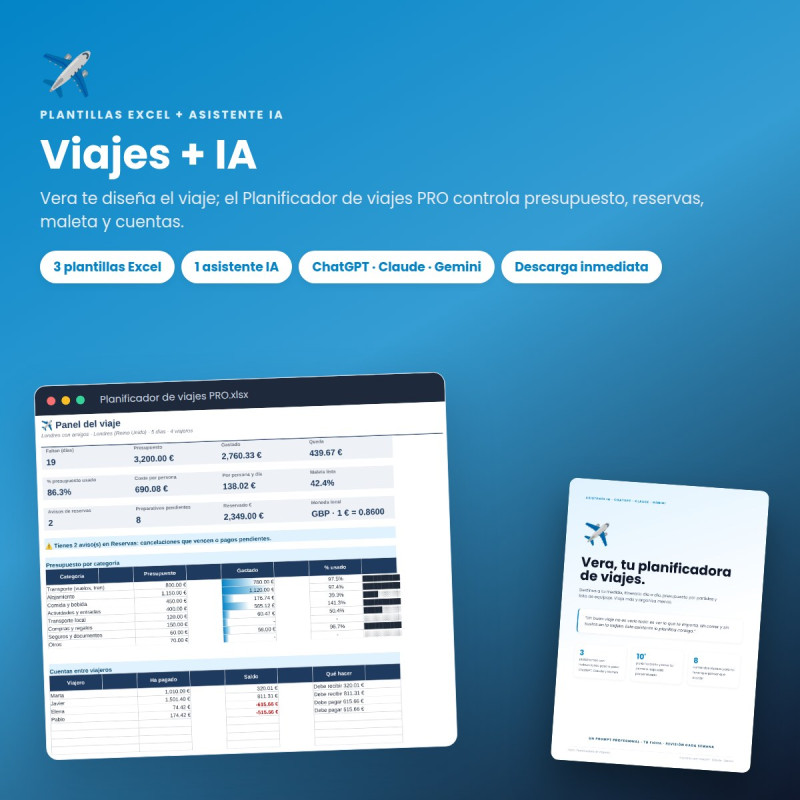 Plantilla Excel para planificar viajes con asistente de IA