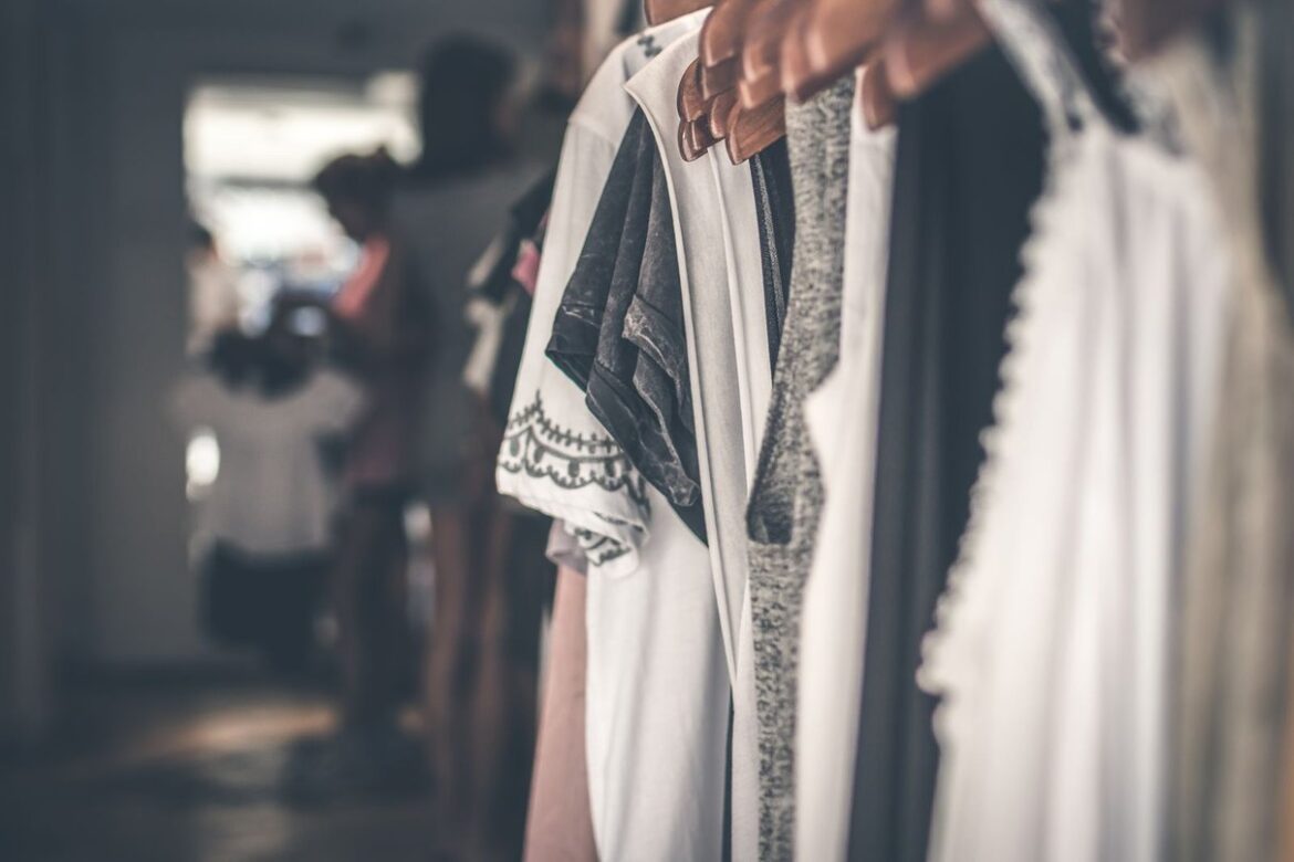 Clothing rack in a fashion boutique