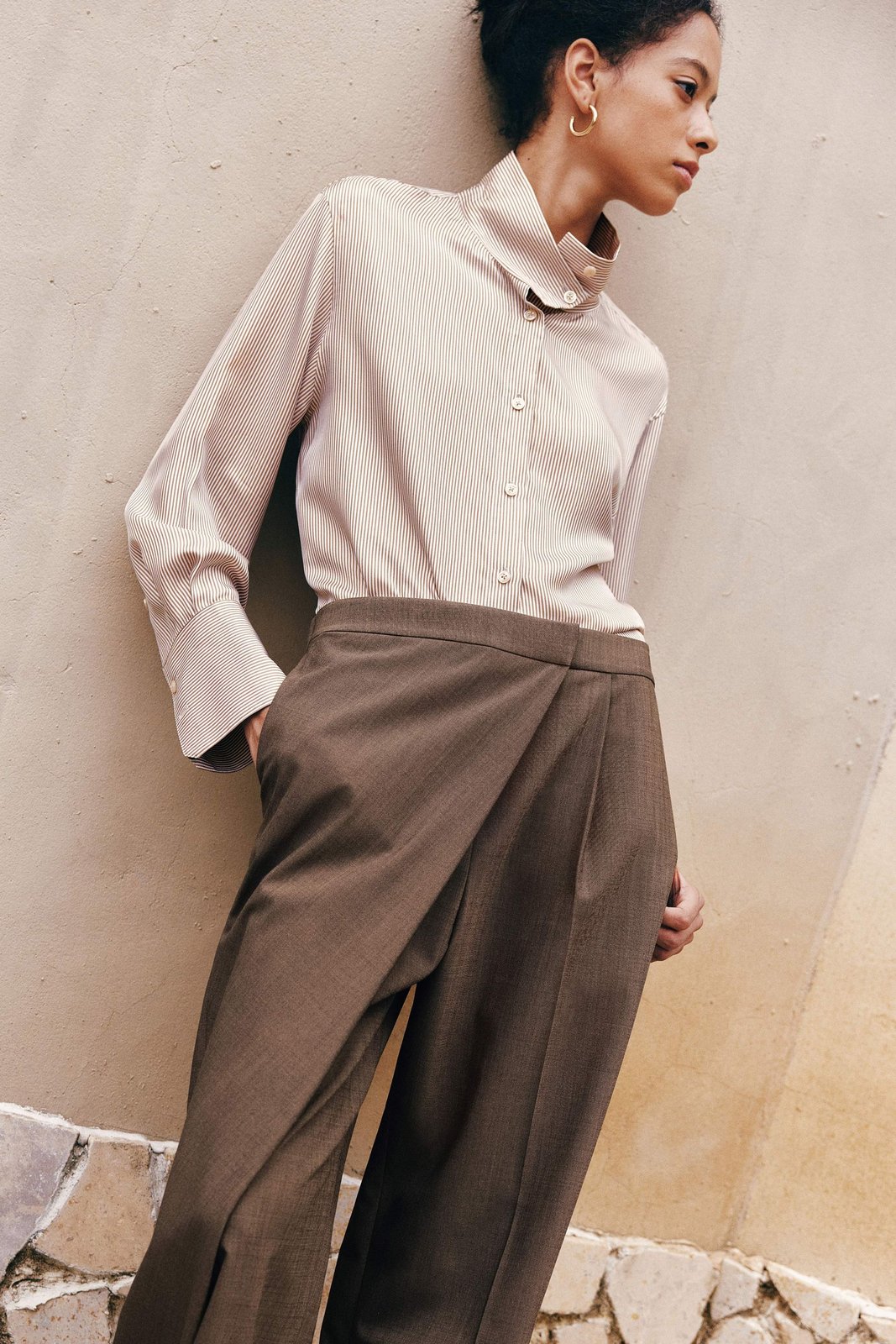 Oversized Pinstripe Silk Twill Shirt Lilysilk