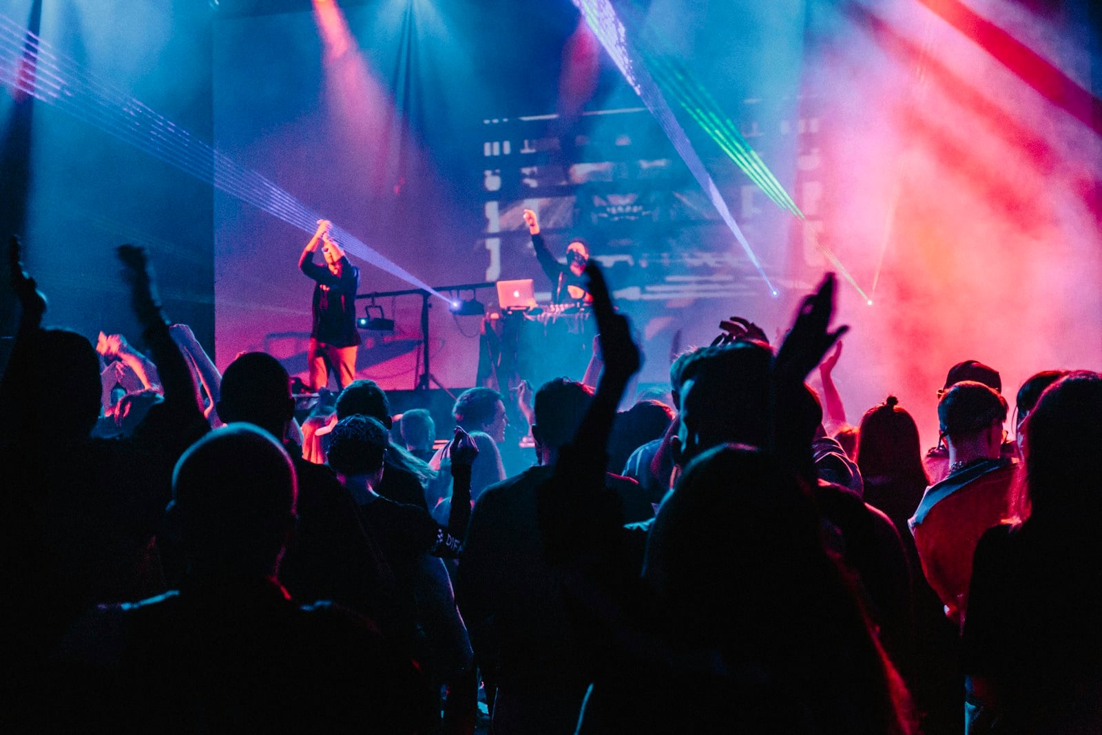 Live performance stage with coloured lights