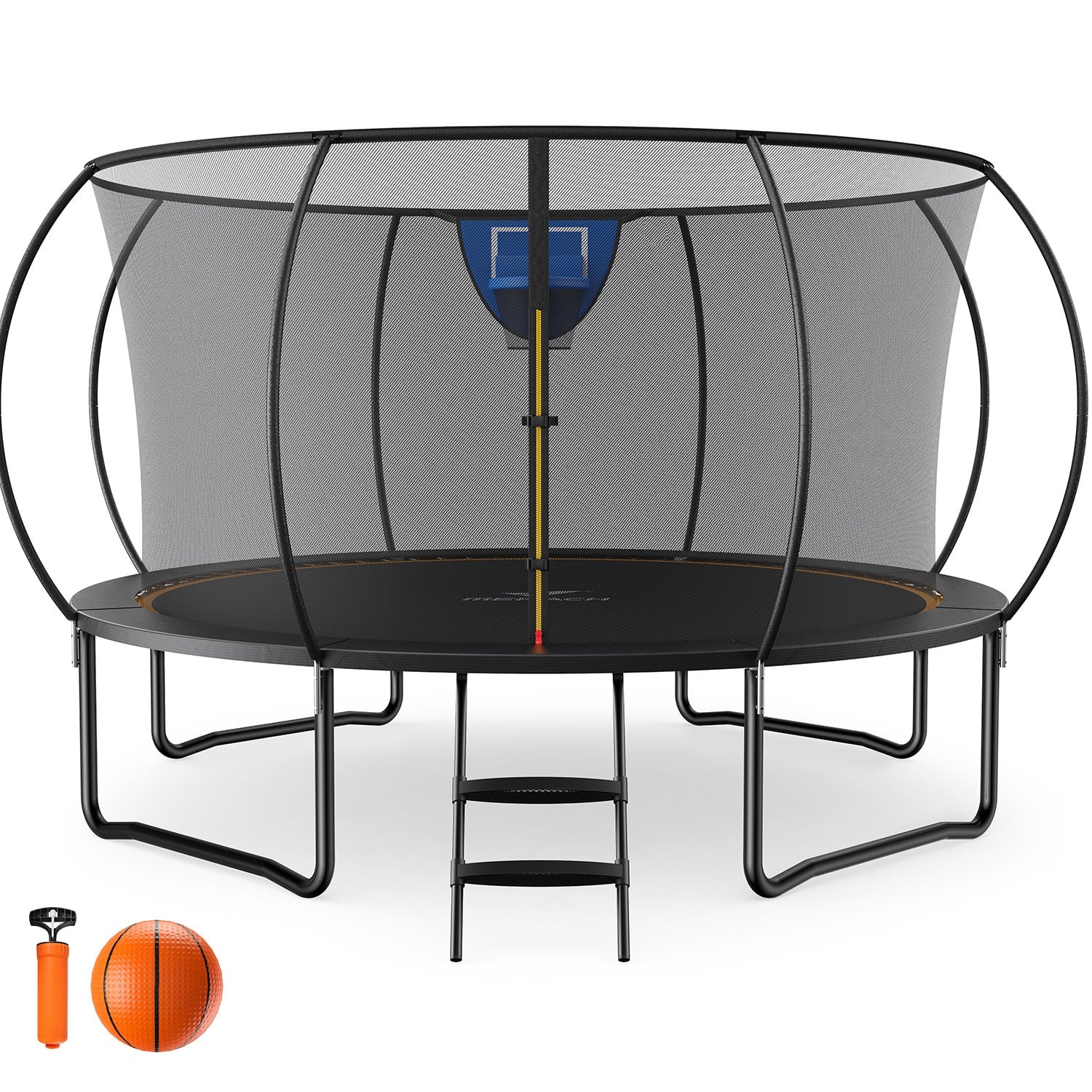 Merach 2429 outdoor trampoline with a basketball hoop