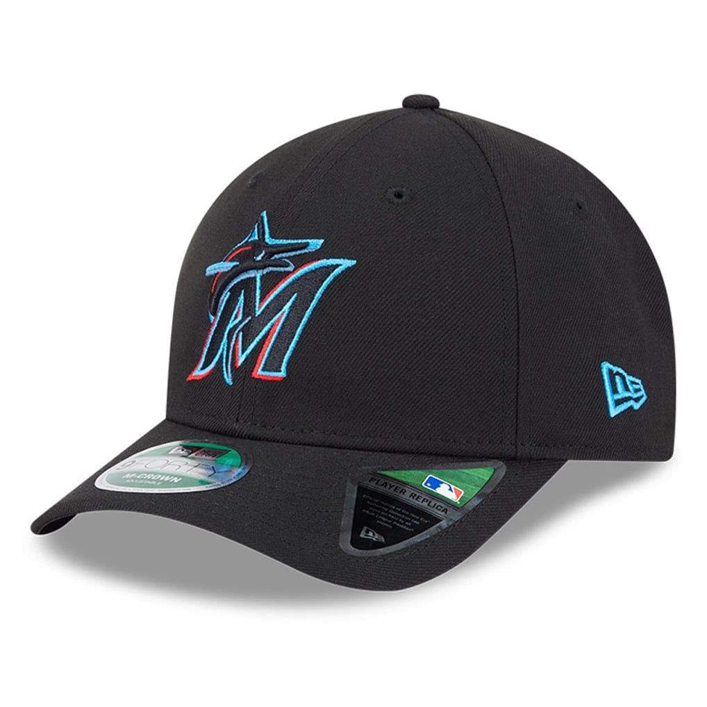 Black Miami Marlins New Era Player Replica 9FORTY adjustable cap