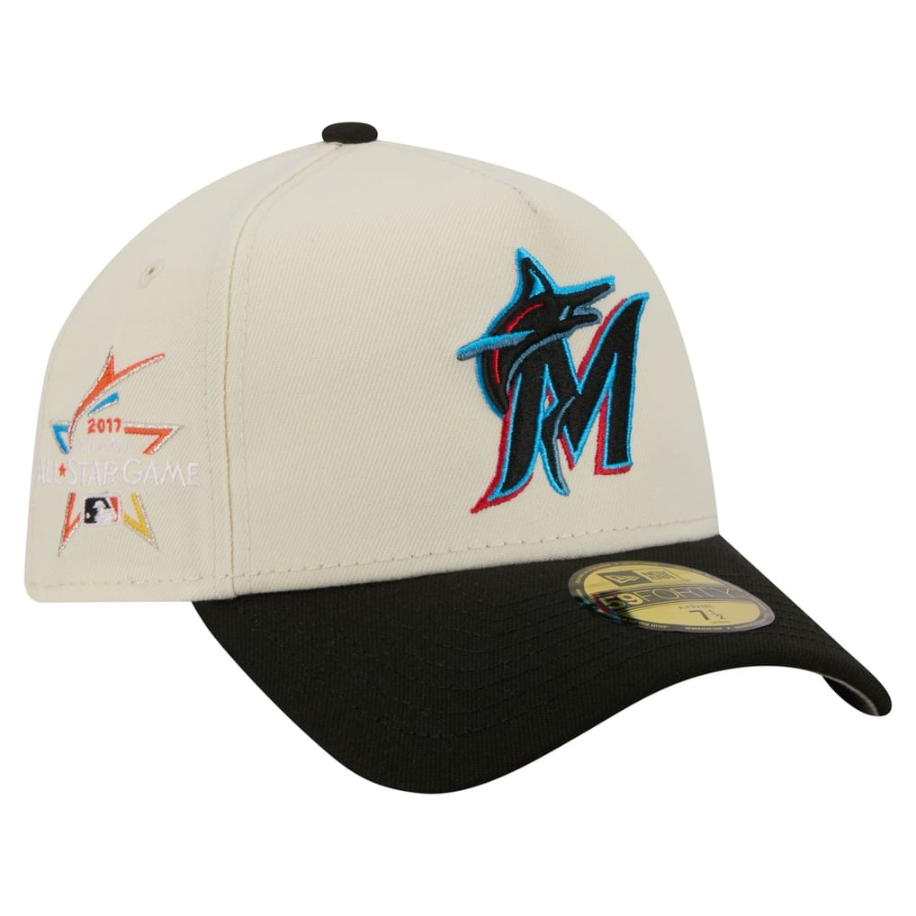 Cream Miami Marlins Chrome A-Frame 59FORTY fitted cap