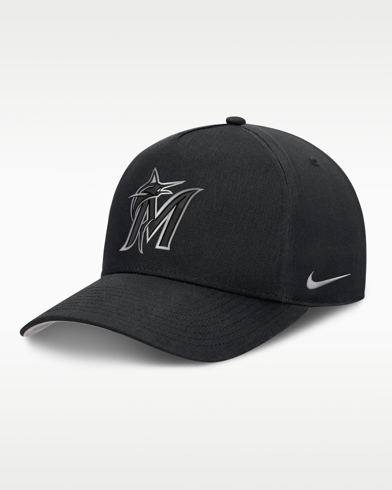 Black Miami Marlins Nike Rise Dri-FIT A-Frame trucker hat