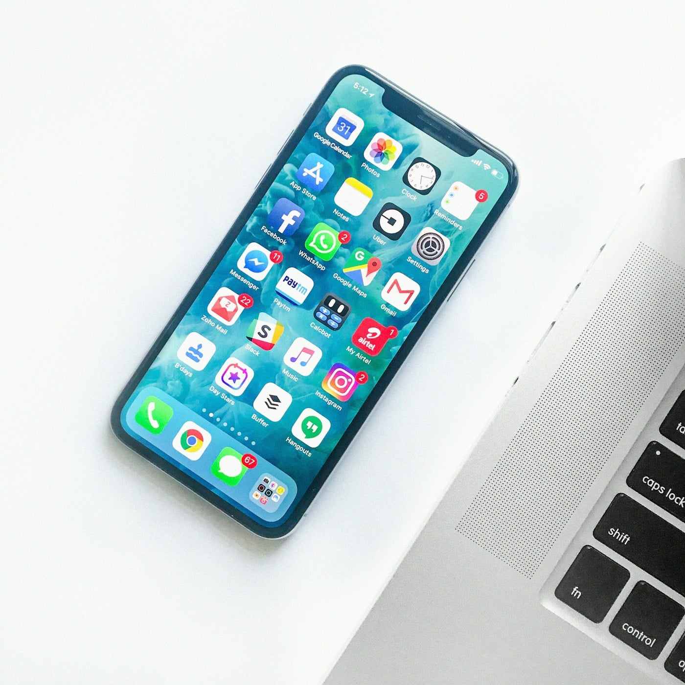 Smartphone on a white desk