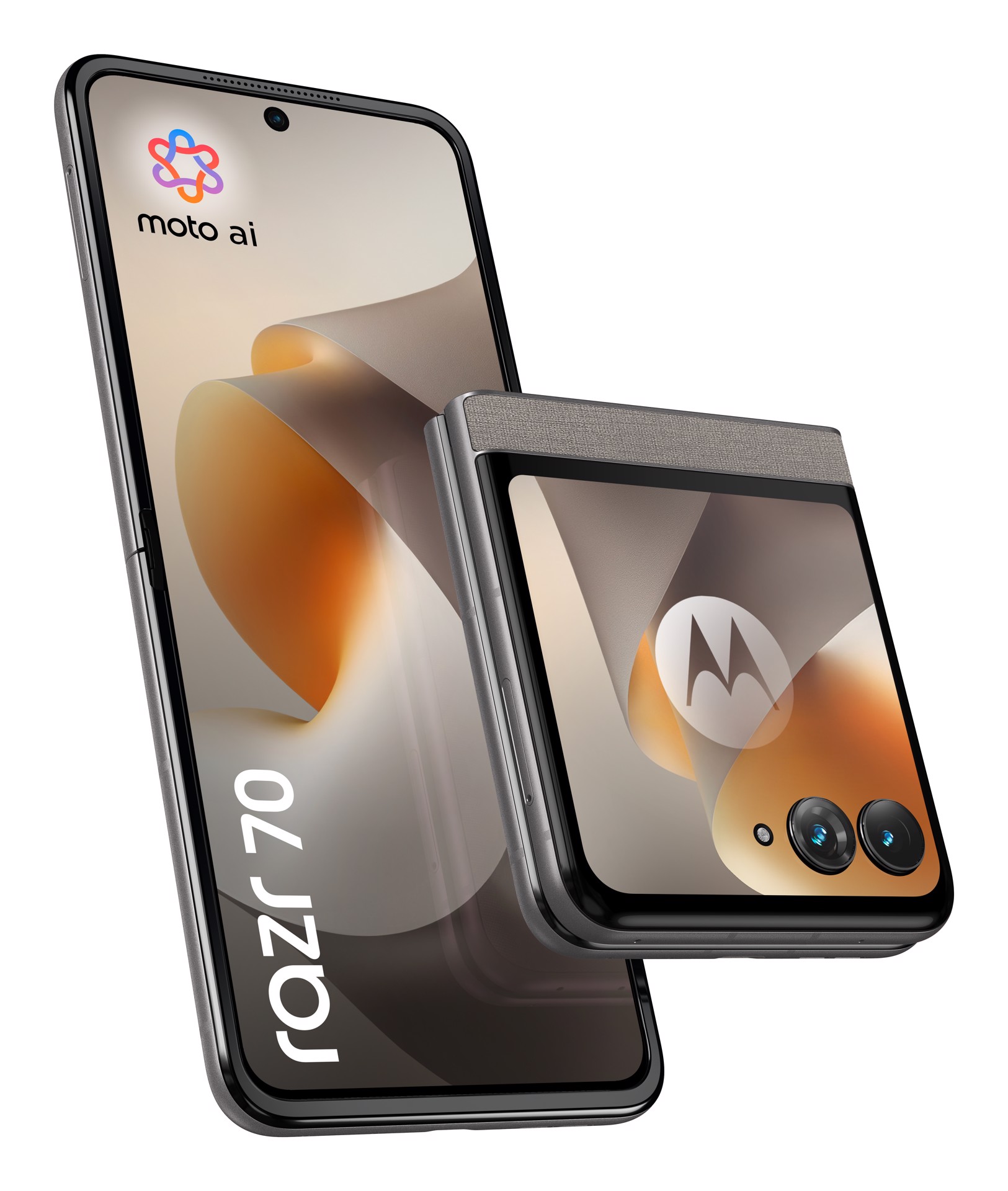 Smartphone pieghevole Motorola razr 70 color ematite