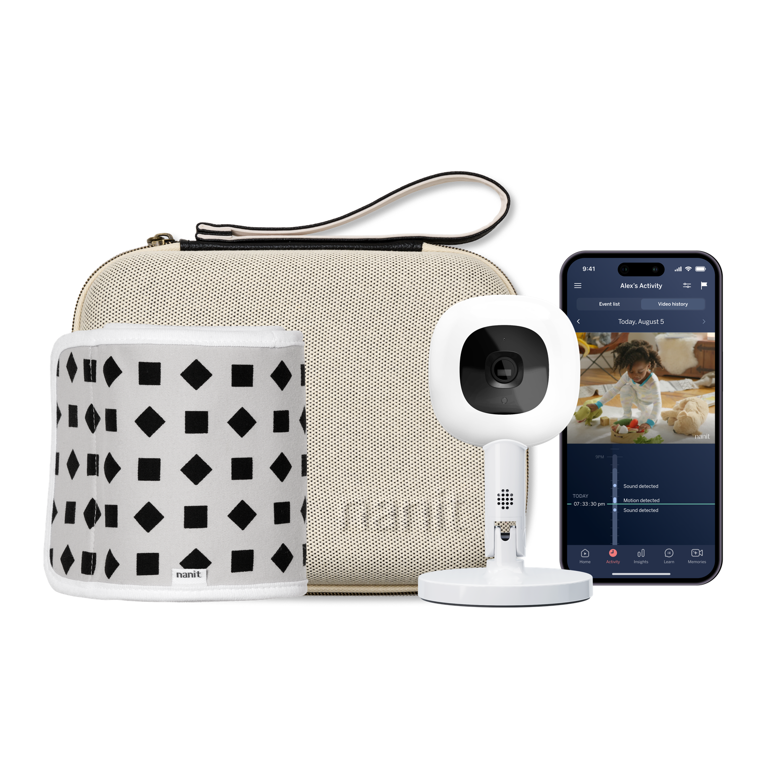 Nanit Travel Bundle with monitor accessories and protective case