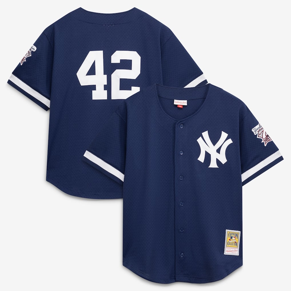 Navy New York Yankees Mariano Rivera Mitchell and Ness batting practice jersey