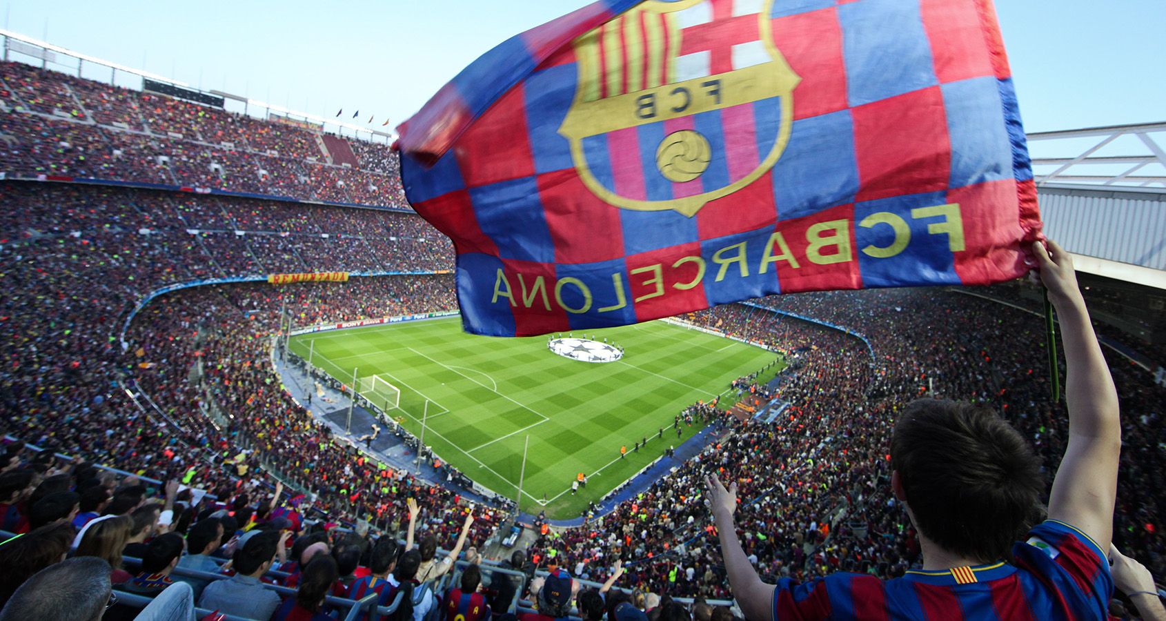FC Barcelonan jalkapallo-ottelun stadionnäkymä