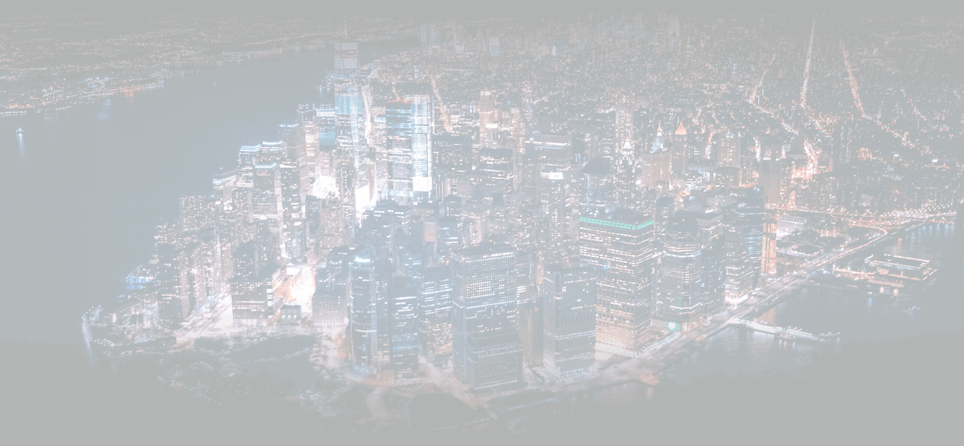 Lower Manhattan at night seen from One World Observatory