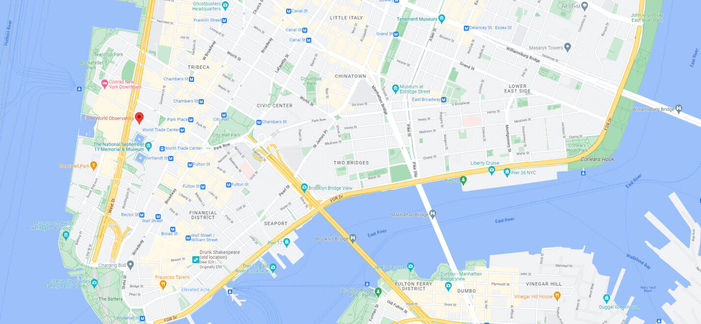 Mapa de localização do One World Observatory
