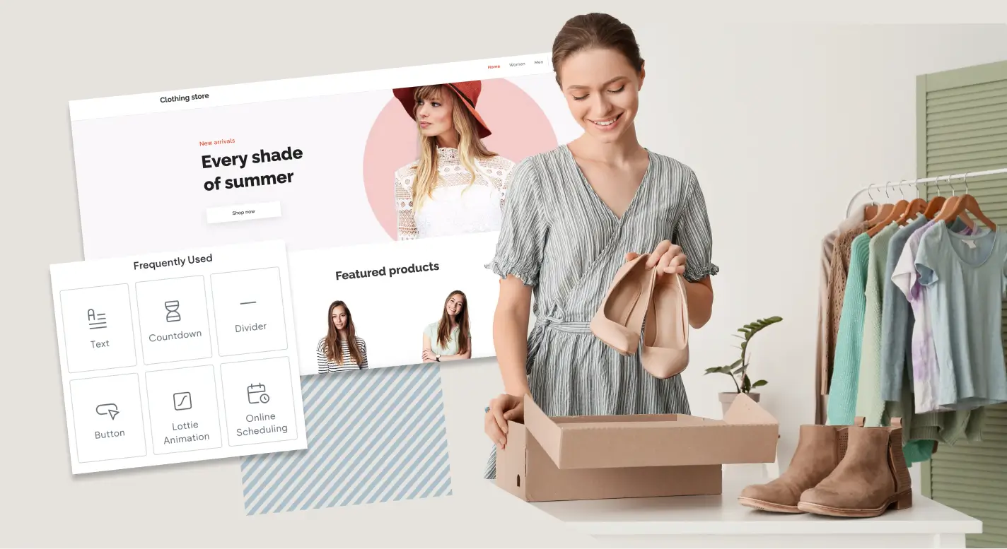 Website builder workspace for creating a business site
