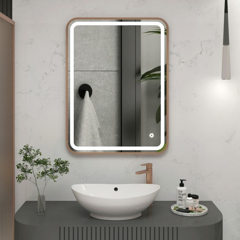 Luna frontlit LED illuminated framed bathroom mirror