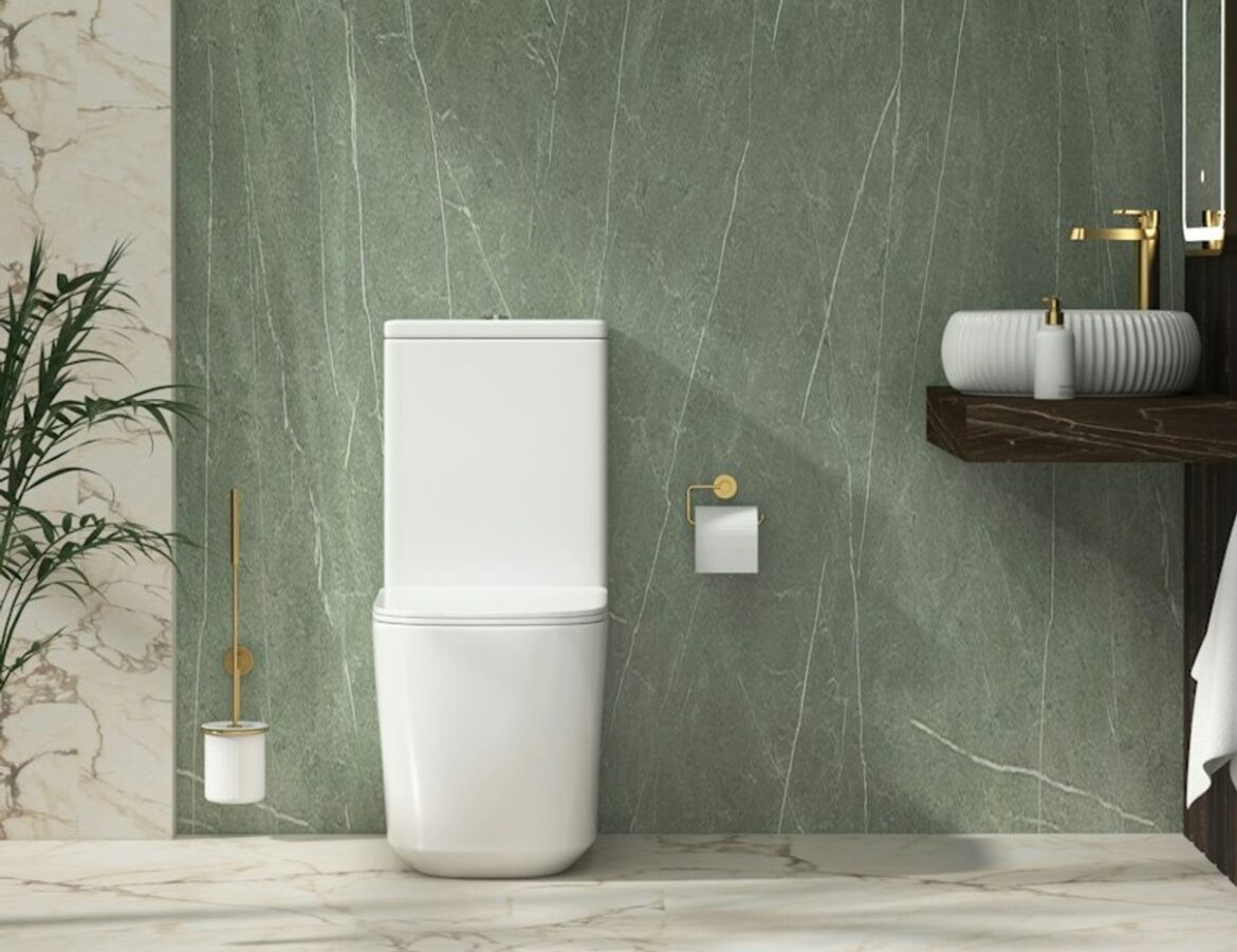 Luton rimless toilet shown in a bathroom scene