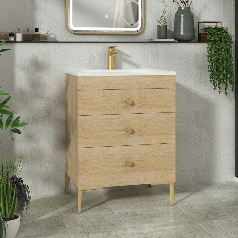 Verona three drawer floor standing vanity unit