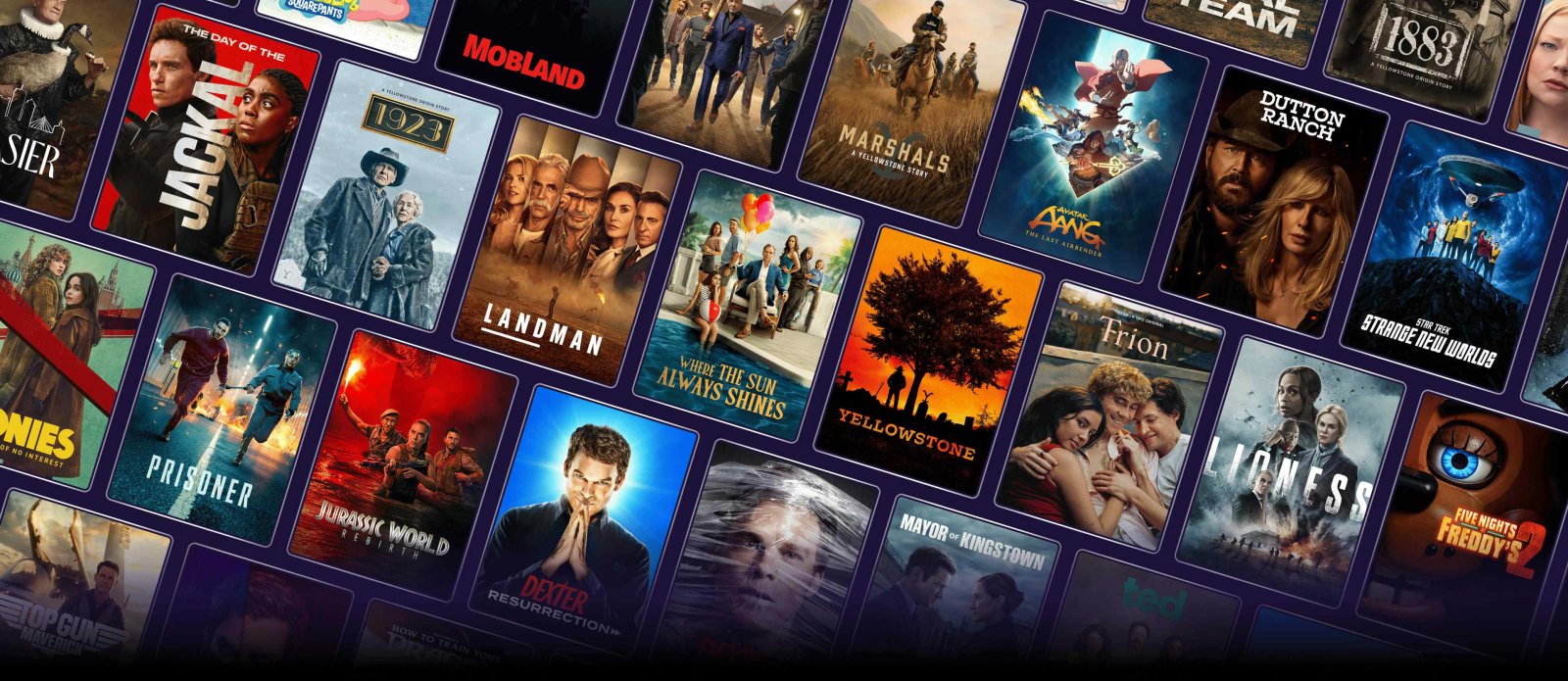Streaming poster-collage med film og serier