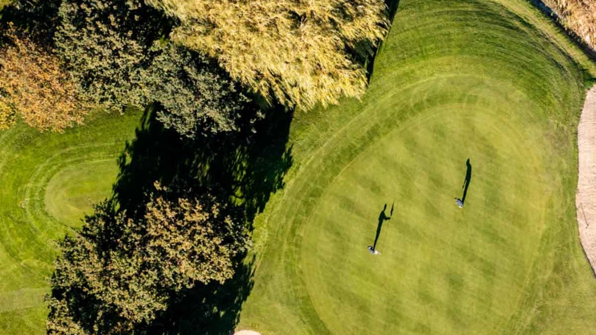 Golf green with sand bunkers