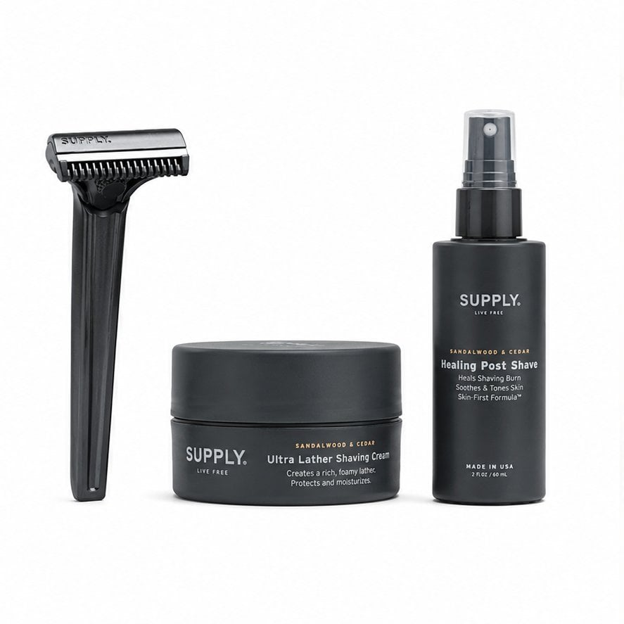 Supply Single Edge Shave Set with cream and brush