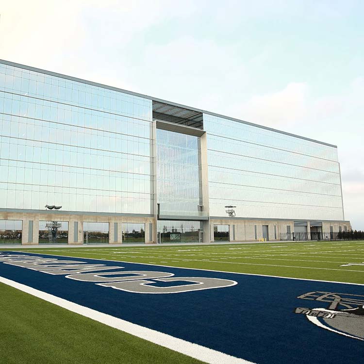 Dallas Cowboys practice field and building at The Star in Frisco