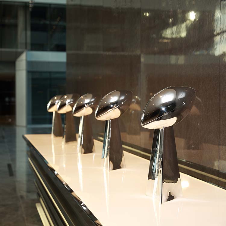 Super Bowl trophy display at The Star in Frisco