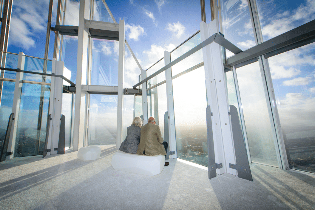 An open-air skydeck scene at The View from The Shard