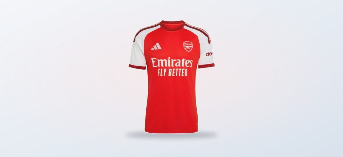 2026-2027 Arsenal home shirt displayed front-on