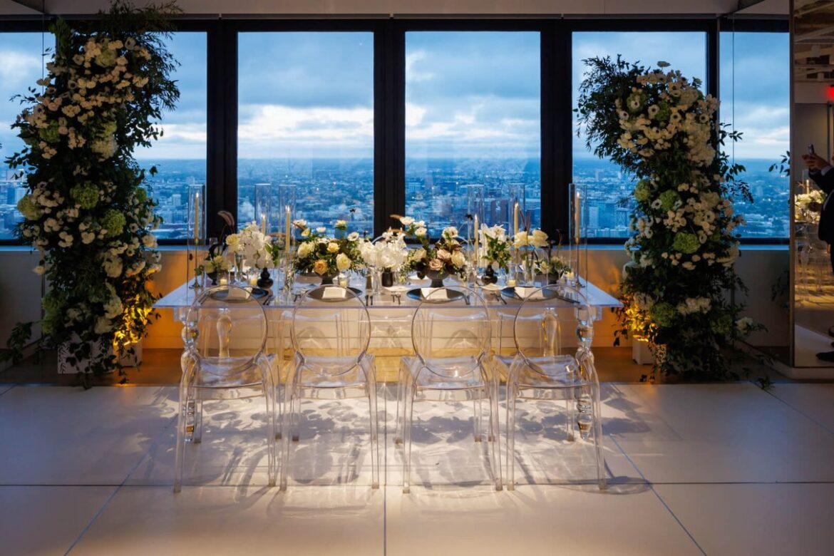 Guests enjoying an event with Boston skyline views at View Boston