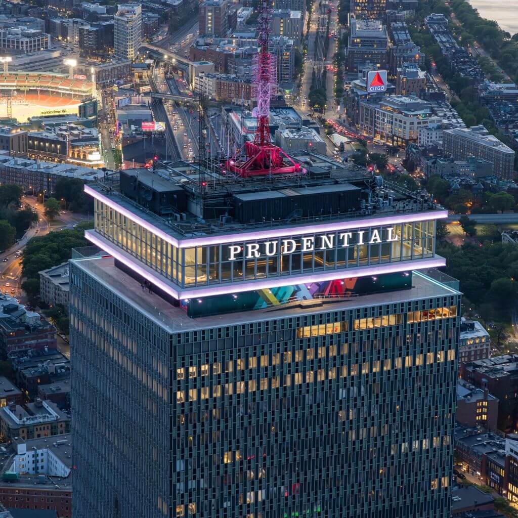 Außenansicht des Prudential Tower als Standort von View Boston Observation Deck