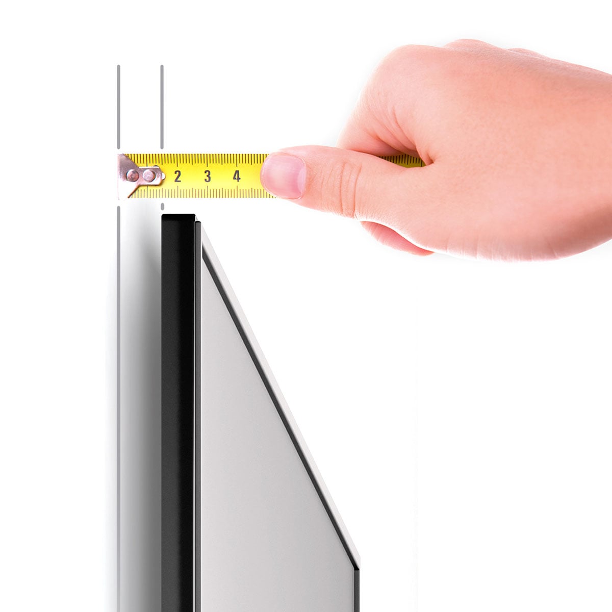 Slim TV mount holding an OLED television close to the wall