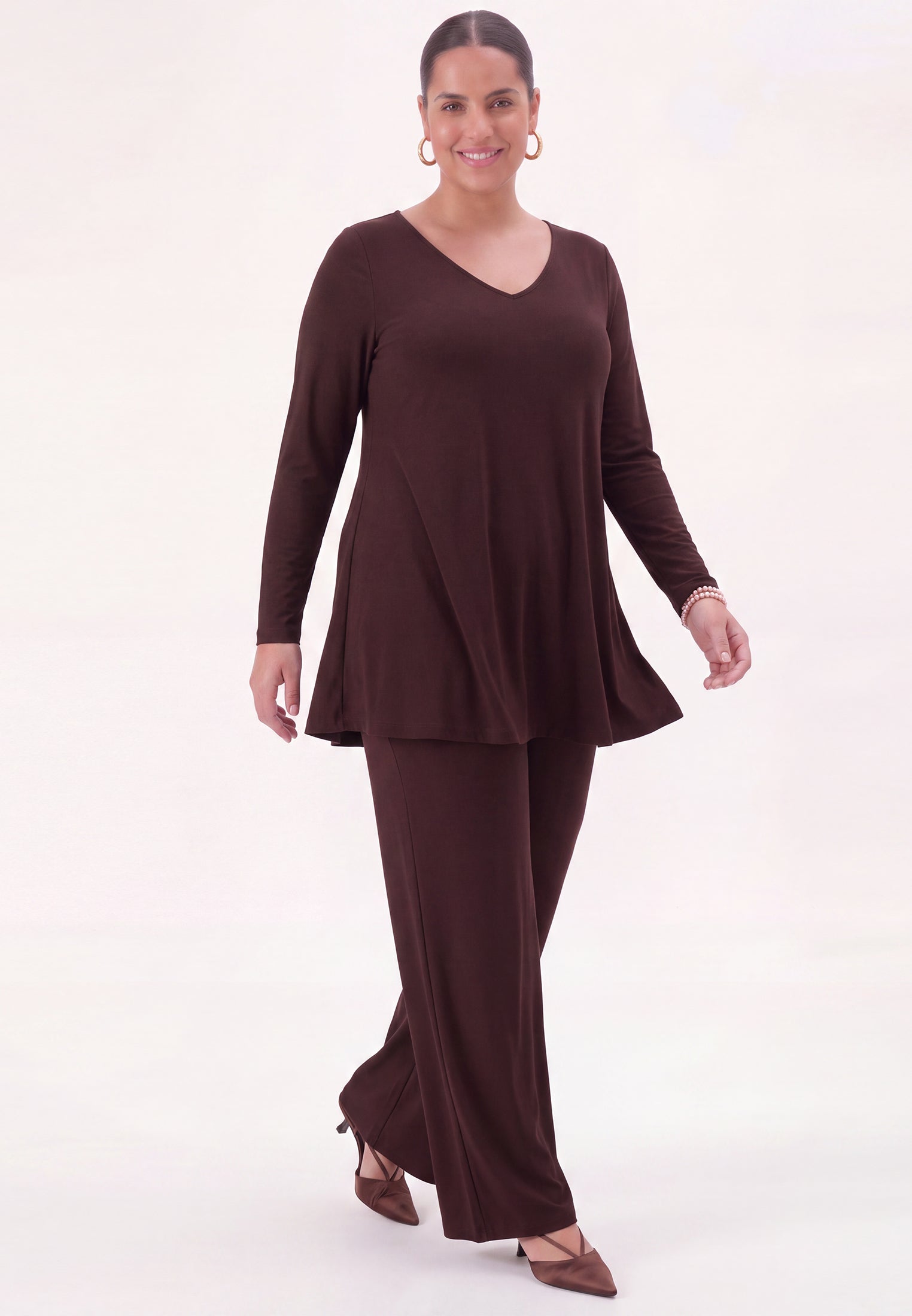 Pantalon Yoek marron en tissu Dolce
