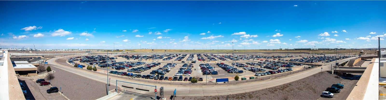 Rows of parked cars at an airport car park