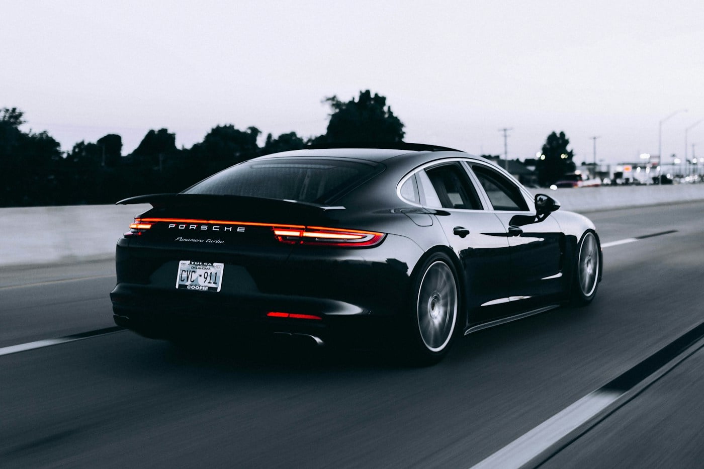Car travelling on a road before an airport journey
