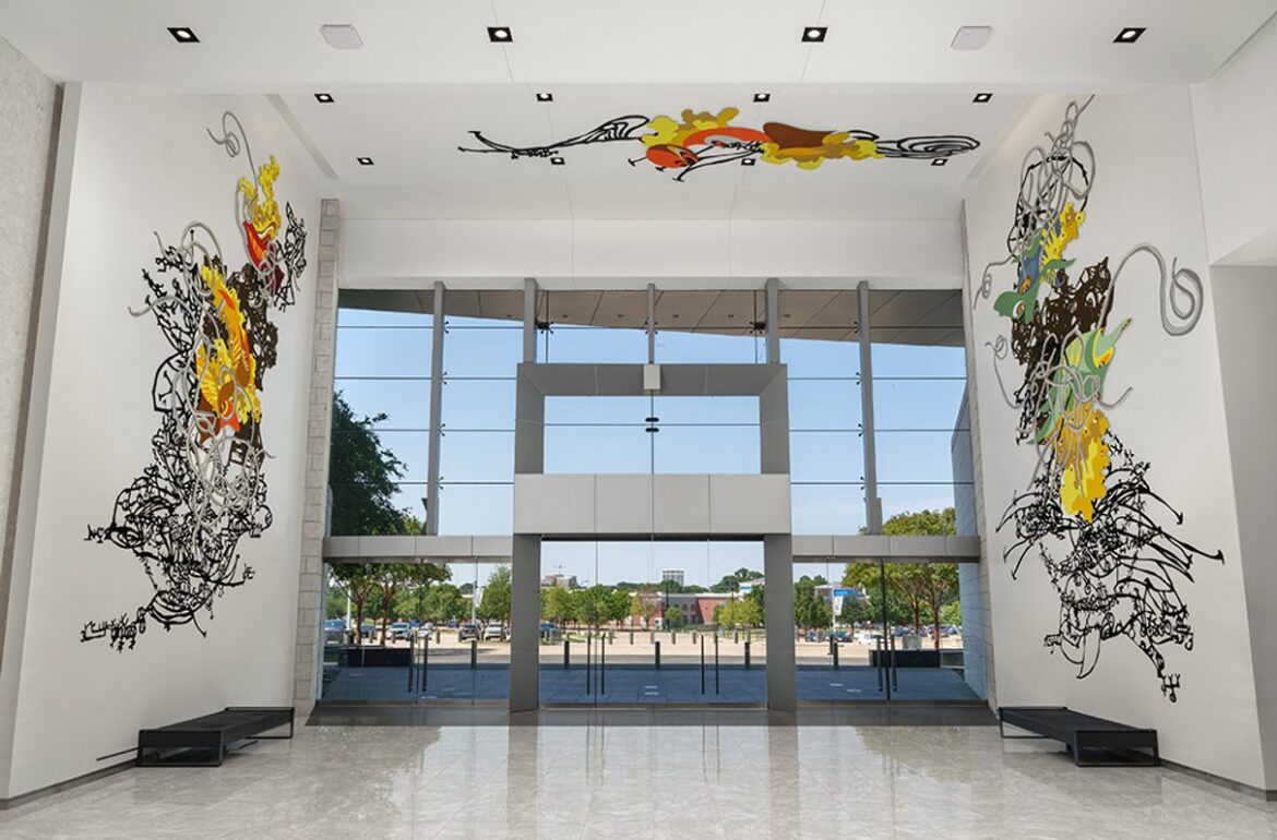 Dallas Cowboys star artwork and line-of-play installation inside AT&T Stadium