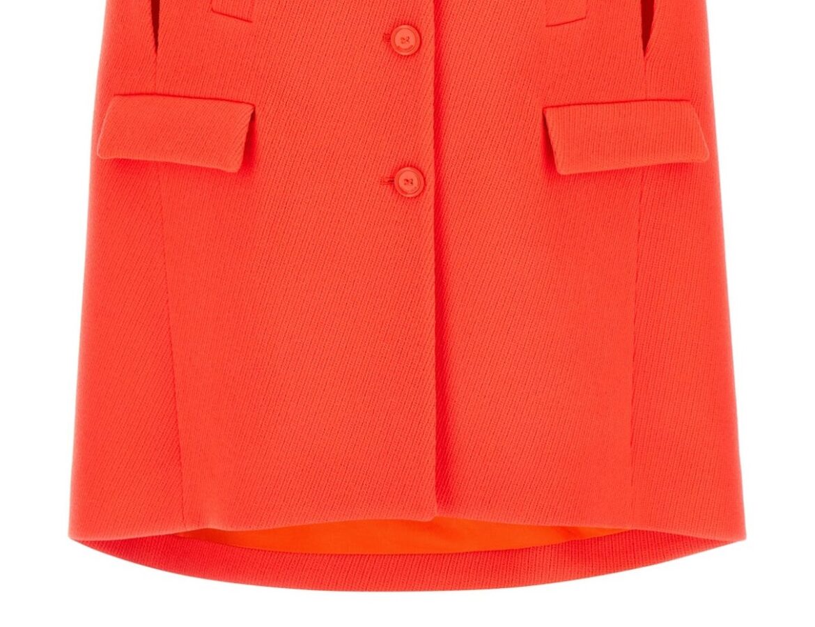 Balenciaga orange wool cape coat