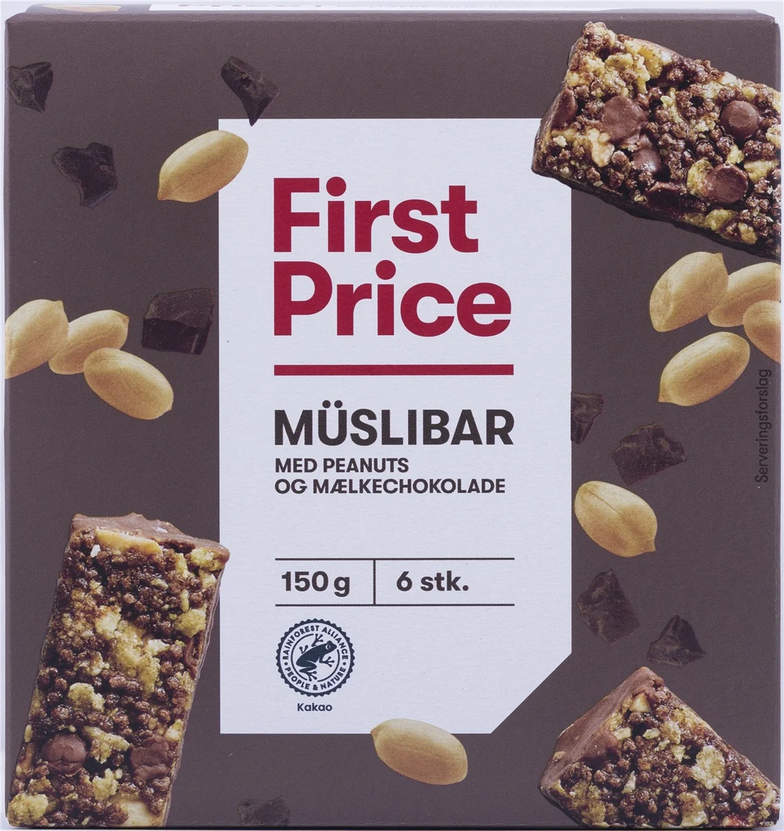 Müsliriegel mit Erdnuss, Haselnuss und Schokolade
