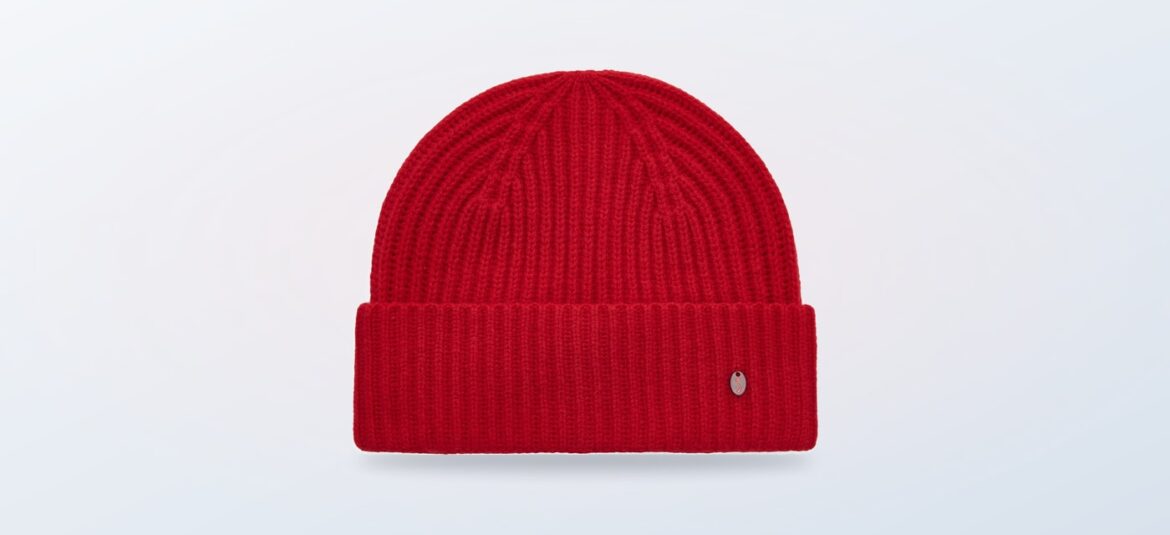 Gestrickte Kaschmirmütze in Rot